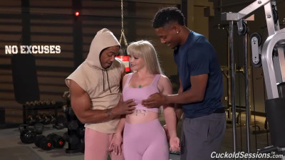 Silicone-boobed blonde model Kay Carter VS black dicks